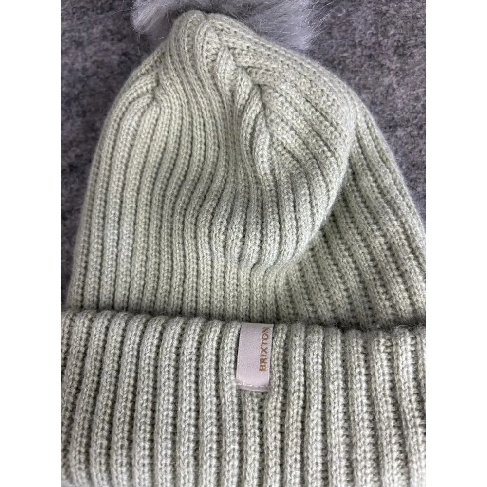 Brixton Hat Beanie Womens One Size‎ Knit Pom Winter Faux Fur Acrylic